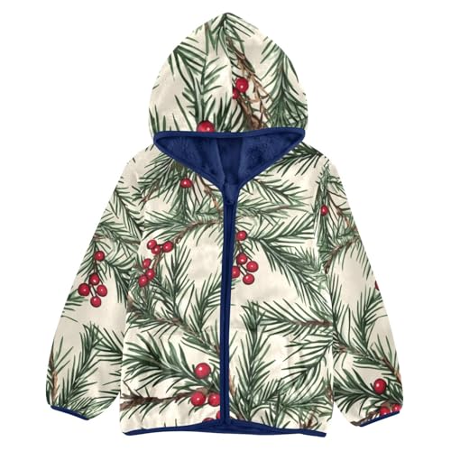 Christmas Tree Branches Girls Fleece Jacket Girls Fall Jacket Girls Zip Up Hoodie Girls Sherpa Jacket 2-10T