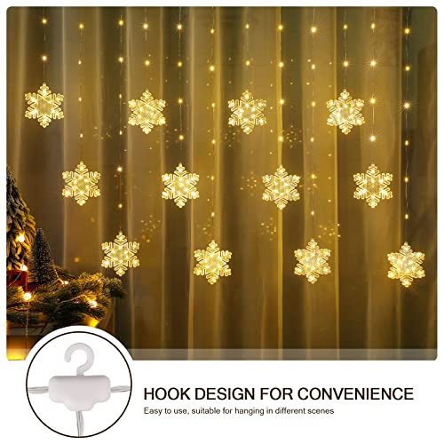 BLOOMWIN Christmas Window Lights 3 x 0.75M Snowflake Curtain Fairy Lights USB Powered with Remote 8 Flashing Modes 204LEDs Xmas Party Wedding Home Bedroom Wall Garden Ornament Decoration - Image 2