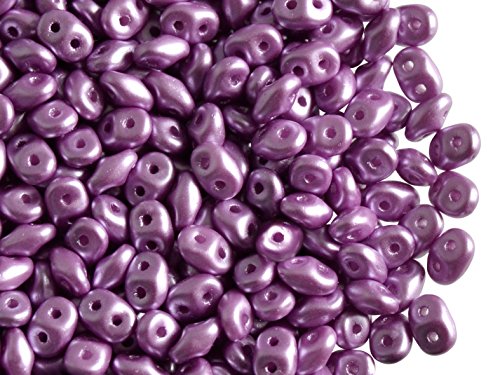 20gr Tschechische Glasperlen SuperDuo Zwei Löcher Größe: 2.5x5mm Pastel Dark Lilac