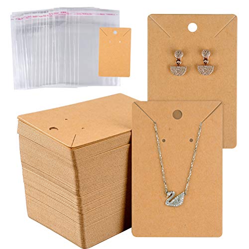 MIAHART 150 Set Earring Card with 150 Pcs Bags, Earring Card Holder Blank