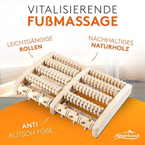 ALPENHAUCH - Fußmassageroller aus Echtholz mit Akupressurmatte - Vitalisierendes Fussmassagegerät mit Noppen - Stimulierender Fußmassage Roller - Fußmassage für Fersensporn & Plantarfasziitis 2
