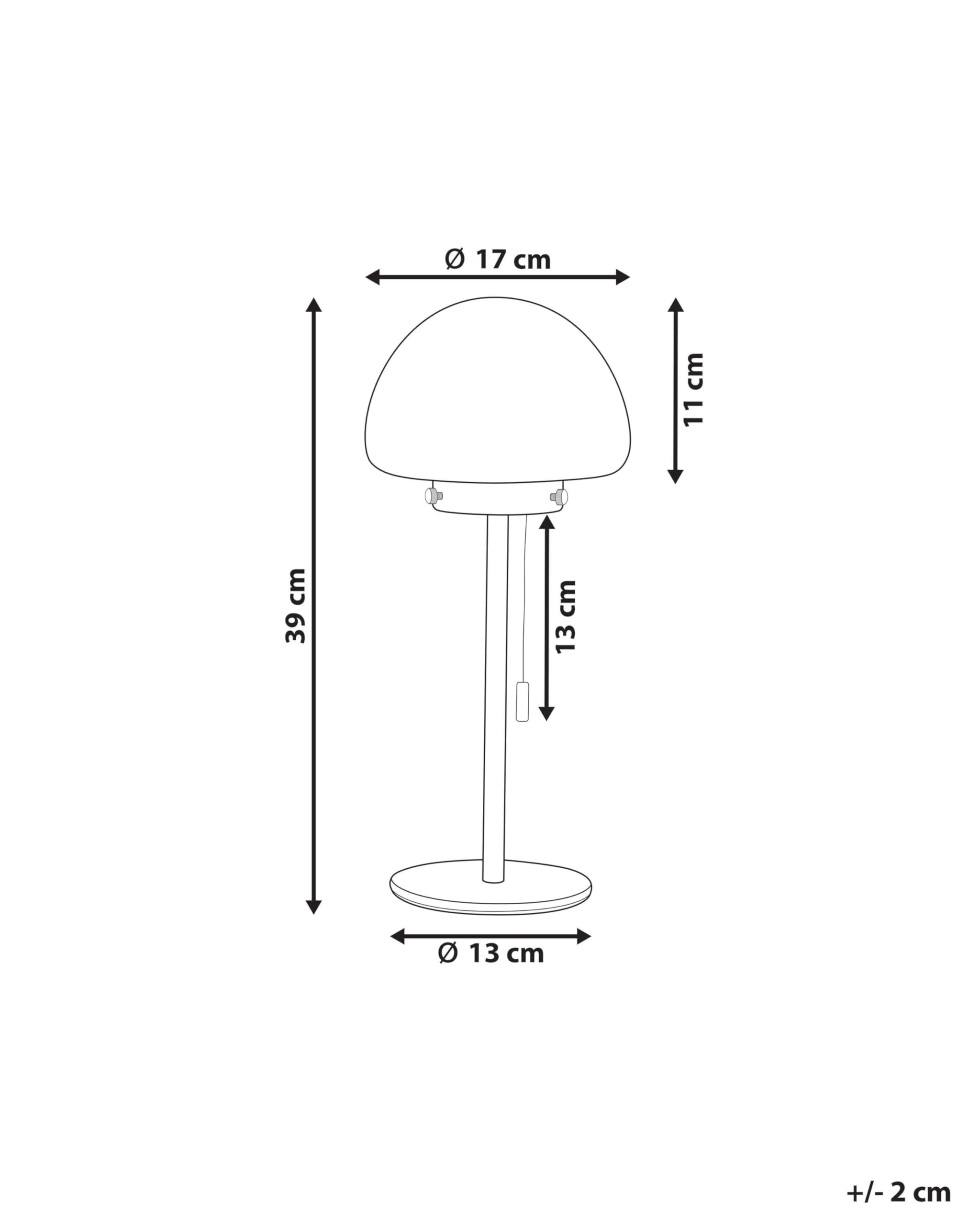 Beliani Minimalistische Tischleuchte mit Zugschalter Lampenschirm aus Glas mit Metallsockel Silber Moruga