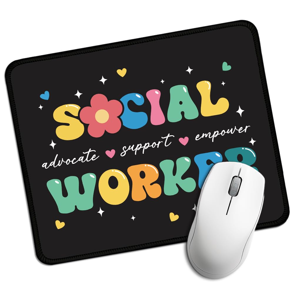 Juoqg Social Worker Rectangular Mouse Pad, Funny Mouse Pad Gift for Social Worker Office Colleague Coworker, Office Desk Accessories Decor, Gaming