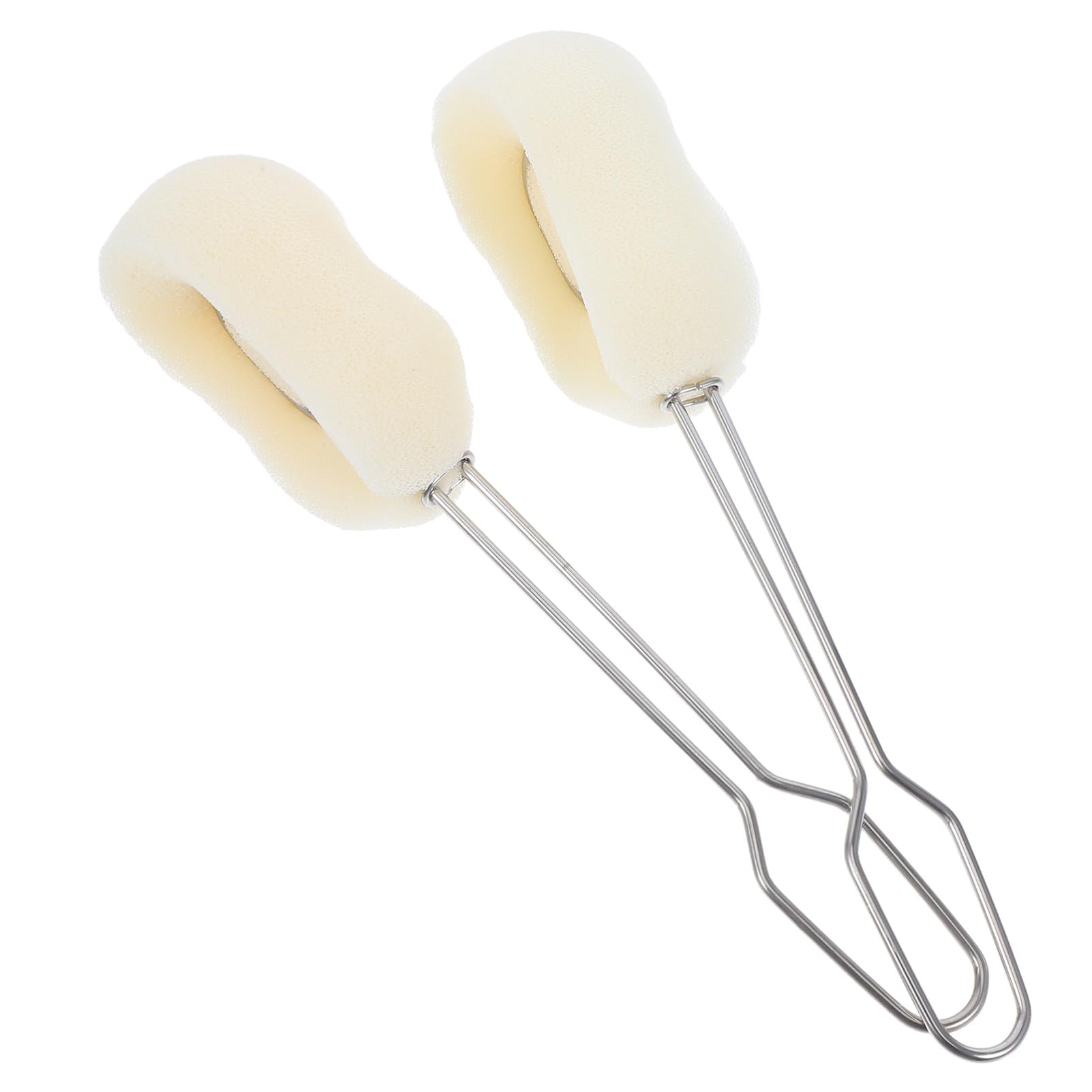 2 Piezas Cepillo para Botellas Acero Inoxidable con Mango Ergonómico Cabezal de Esponja Reemplazable Unidades para Limpieza de Biberones Vasos y Cristalería Cocina Hogar