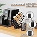 OVICAR Cup and Lid Holder - Adjustable Coffee Cup Holder Organizer 4 Compartment Disposable Cup Dispenser with Coffee Pod Straw Storage Basket for Coffee Station Bar Countertop Breakroom Metal Black