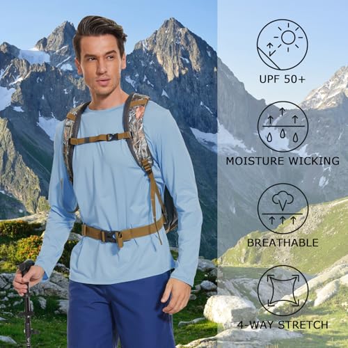 Men’s UPF 50+ Quick Dry Long Sleeve Shirt Moisture Wicking Lightweight Hiking Tee for Outdoors Activities Fishing Running2