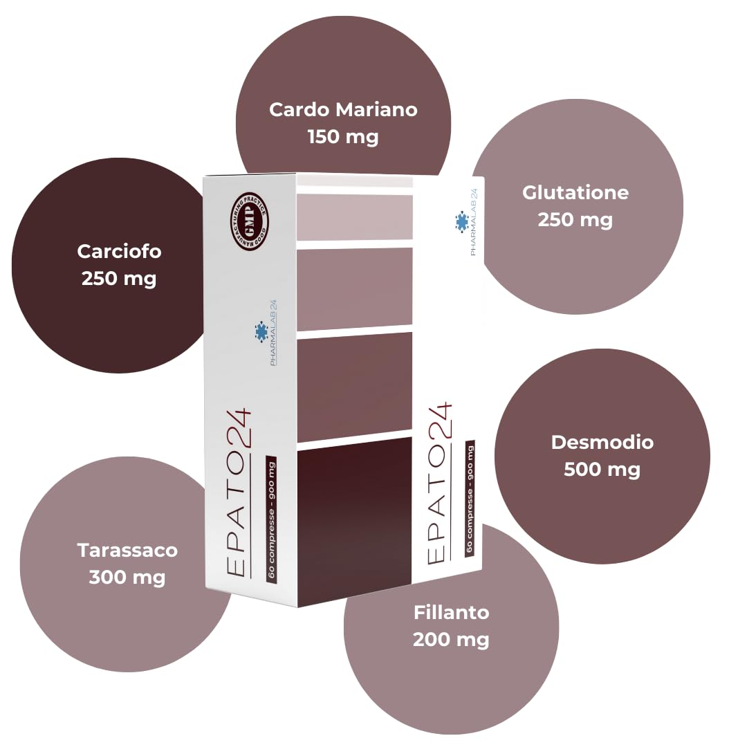 Epato24 | Integratore Fegato Grasso Disintossicante Forte, Integratore Alimentare per Steatosi Fegato - 60 Compresse da 900 mg
