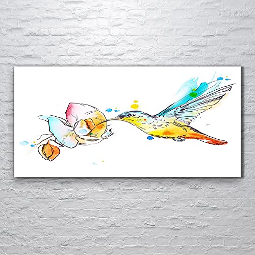 Tableau oiseau colibri acrylique 120x60cm pour masquer un grand mur vide
