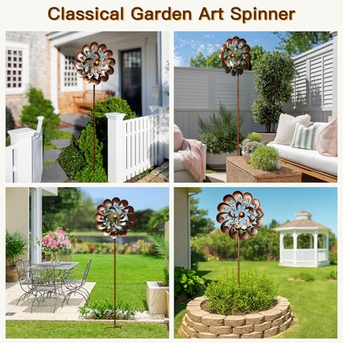 Metal Wind Spinner Outdoor, Wind Spinners for Yard and Garden, 84 inch Wind Sculptures & Spinners, Windmill for Yard Art
