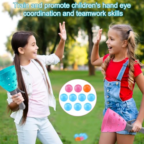 LIVESTN Fangballspiel, Fangbecher Ballspiel mit 2 Fangbechern und 10 Bällen, Fang den Ball Wurfspiel, Outdoor Spiele für Kinder, Für Garten, Park oder Strand, Outdoor Fun Party Game Spielzeug (B)