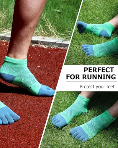 Image of WRELS Coolmax Toe Socks for Men Women,Athletic High Performance Cushion Crew Socks for Running Working(3 Pairs)