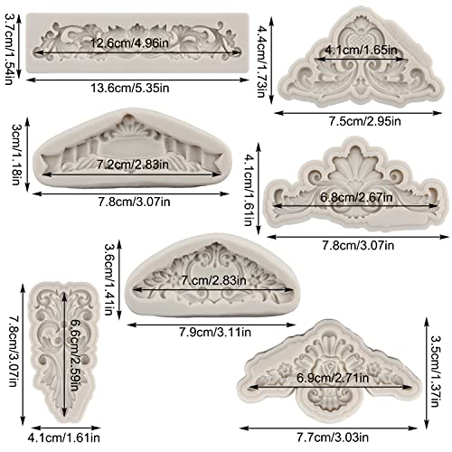 Baroque Style Curlicues Scroll Lace Silicone Fondant Molds Relief Flower Molds Filigree Mold For 3D Sculpted Cake Decoration Cupcake Topper Chocolate Gum Paste Candy Polymer Clay Set Of 7 - Image 3