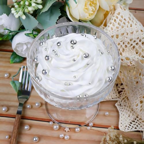 Image of Pearl Sprinkles for Cake Decorating, 4 Sizes Edible White, Gold and Silver Pearl 130g /4.6oz, Cupcake, Ice Cream, Donuts, Macaron Toppings Supplies (2mm, 4mm, 7mm, 1cm)