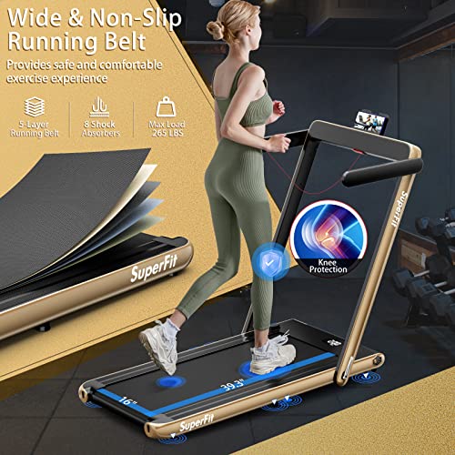 Image of Goplus 2 in 1 Folding Treadmill, 2.25HP Superfit Under Desk Electric Treadmill, Installation-Free with Remote Control, APP Control and LED Display, Walking Jogging for Home Office