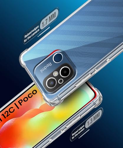 Image of WOW IMAGINE Clear Back Cover Case for Xiaomi Redmi 12C | Poco C55 | Shockproof Soft TPU Case | Cushioned Edges for Ultimate Protection Back Cover Case - Transparent