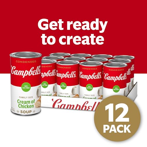 Image of Campbell's Condensed 98% Fat Free Cream of Chicken Soup, 22.6 oz Family Size Can (12 Pack)