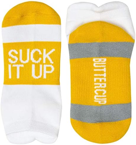 Gone For a Run Inspirational Athletic Running Socks | Women's Woven Low Cut | Suck It Up | Yellow
