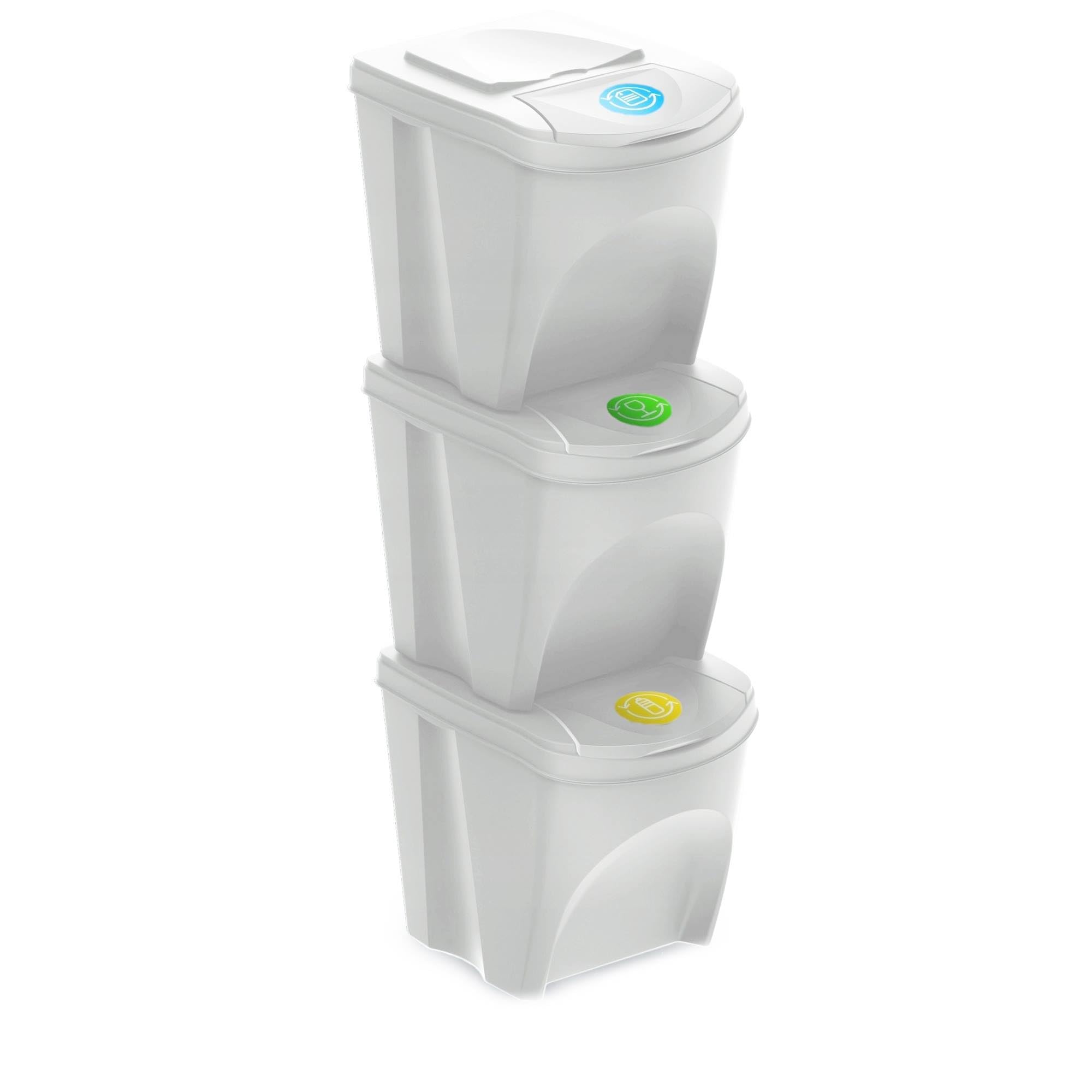 WELL HOME MOBILIARIO & DECORACIÓN Set of 3 Recycling Bin Off White 3 x 25L