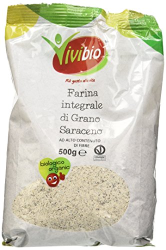 Vivibio Organic farina di grano saraceno - Stone-Ground Wholemeal Flour - Versatile for Coating and Baking - Natural Taste with Rustic Aroma - 500g