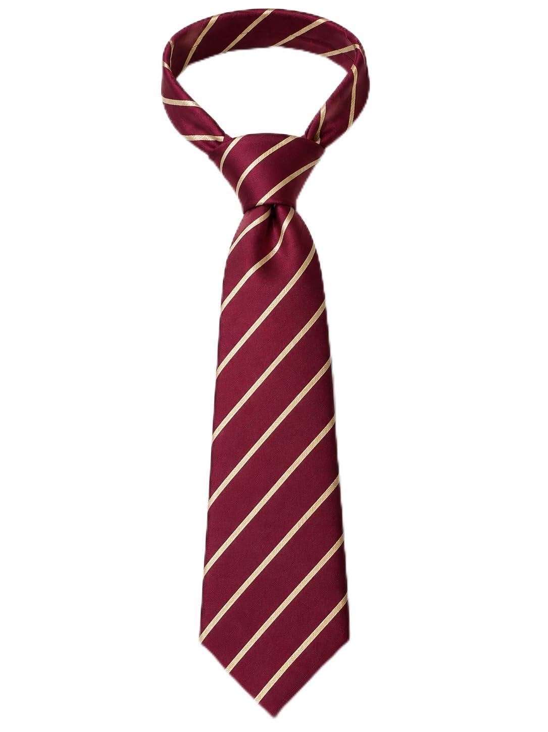 Luxury Men's Tie Set | Navy Blue, Maroon & Red Striped Neckties for Business & Wedding-picture-12