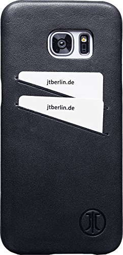JT Berlin Funda de Piel Samsung Galaxy S7, Color Negro, Piel auténtica, Fabricada a Mano, Ranuras para Tarjetas, Compatible con Samsung Galaxy S7 Edge