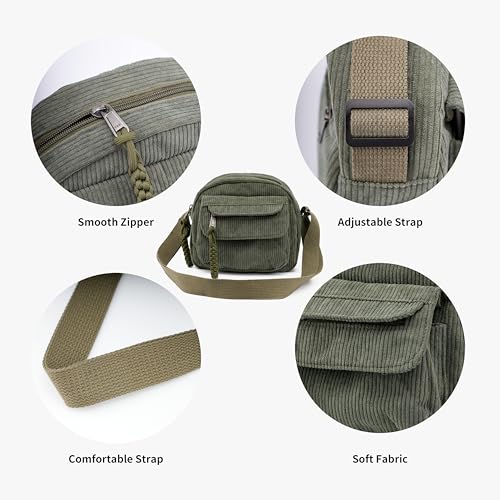 Small Cute Corduroy Crossbody Bag Mini Shoulder Bag Handbags Purse with Zipper Pocket3