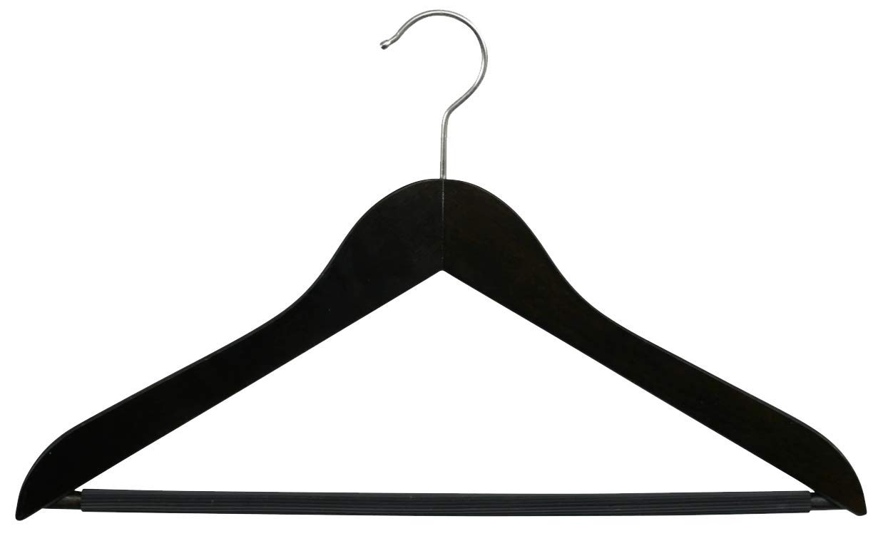 MAWA 10 Stück Anzugbügel Business RFS mit Steg, Hemden, Blusen, Jacketts, Umweltfreundlich, FSC® Zertifiziert, Buche, 360° Drehbar, 45 cm, Schwarz Lackiert
