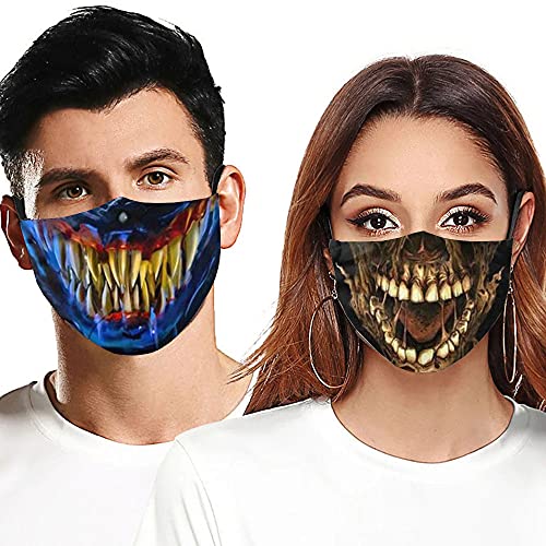 3 Pcs Halloween Horror Face_Mask For Women Man Halloween Scary Mouth Reusable Washable Designer Cloth Adjustable Cosplay Cute Funny Gift… #TOP1