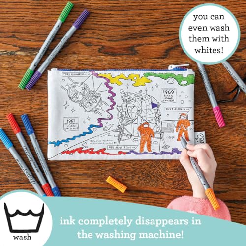 Image of eatsleepdoodle DIY Coloring Solar System Pencil Case for Kids with 10pcs Washable Markers, Reusable Art Supply Organizer, Fun Arts & Crafts Activity for Boys & Girls, Creative Gift Idea for Ages