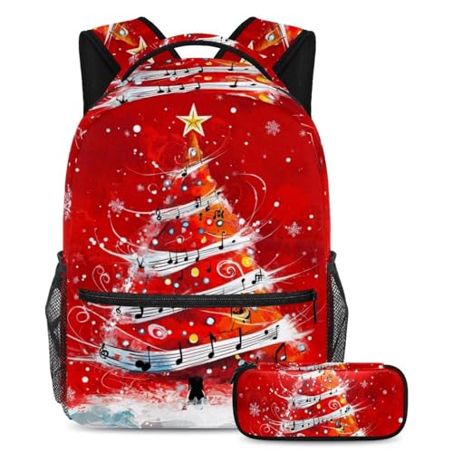 Ensemble sac à dos Noël rouge 2 pièces, cadeau idéal étudiant