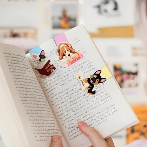 BETESSIN Magnetische Lesezeichen Kinder Einschulung - 8 Stück Hunde Lesezeichen Magnetisch Kinder - Kleine Geschenke für Schüler, Buchliebhaber, Schultüte Füllen Ideen, Mitgebsel Kindergeburtstag