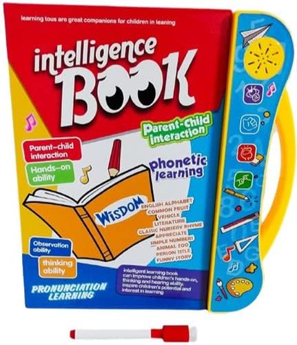 Fiddlys Intelligence Book | Interactive Children Study Book -Musical English Educational Phonetic Learning Book for 3 + Year Kids|Boys|Toddlers- Multi Color