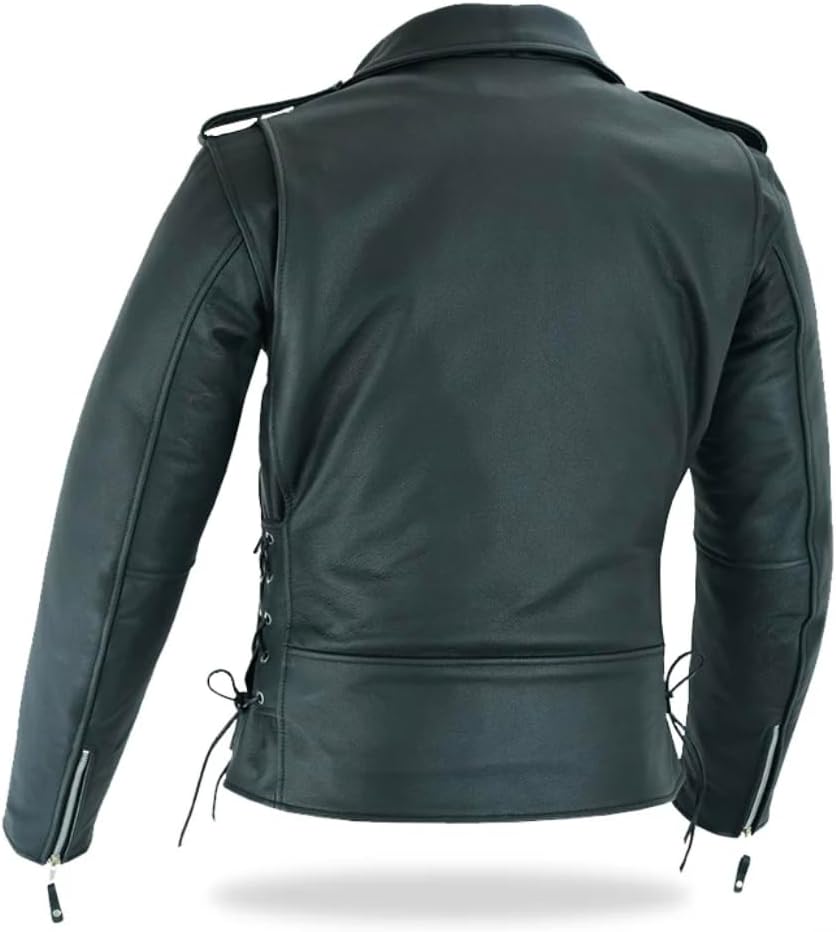 Men's Classic Heavy Duty Premium Buffalo Matt Thick Leather Motorcycle Jacket - Image 3