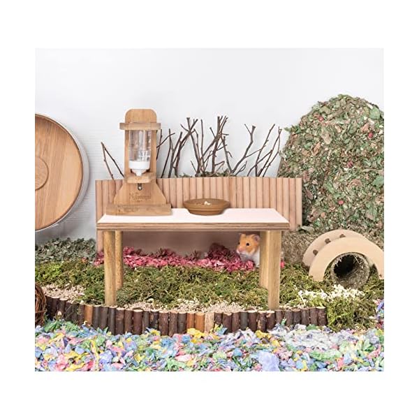 Mardili Kleintierständer aus Holz, wasserdichte Oberfläche mit Säulen, natürliches Spielzeug, Käfigzubehör für Hamster, Eichhörnchen, Rennmäuse, Chinchillas, Papageien und Haustiervögel – Bild 7