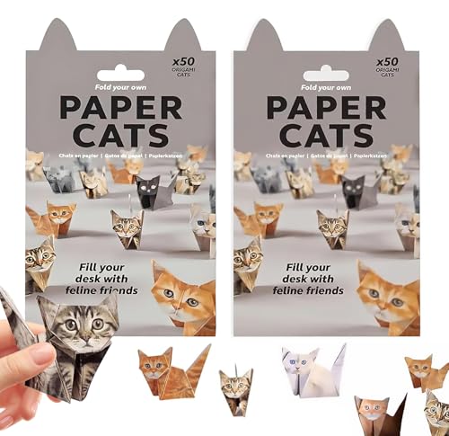 Nocecfi DIY Paper Cats Origami Kit 100 Pcs Cute 3D Craft Paper cat Stickers Arts Kits for Adults Animal Lovers Mini Creative Crafts Gifts Decorations Set (2Cat)