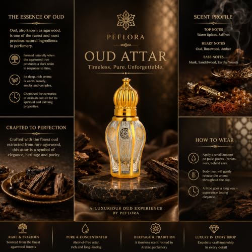 Image of OUD Luxury Attar for Unisex, Long Lasting & Non-Alcoholic, Pure Natural Roll-on Attar, Perfume for Men & Women, Suitable for Every Occasion, 12 ml