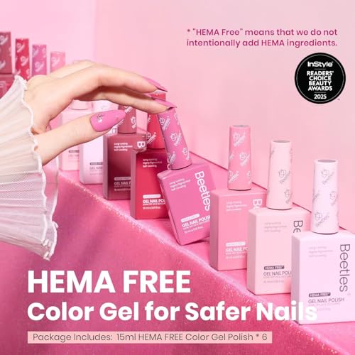 Image of Beetles Summer Gel Polish Set - Romantic Blush 6 Colors Gel Polish Set HEMA-Free, Nude Light Baby Hot Pink Colors Summer Nails, Long Lasting Soak Off UV LED Nail Lamp