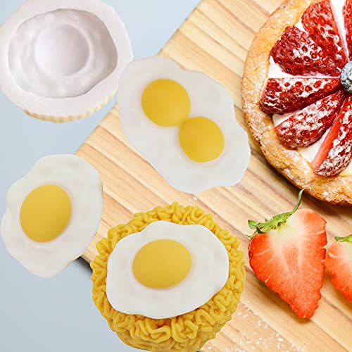 Onnpnn 2 Pieces Poached Egg Silicone Mold, Double Yolk Eggs Soap Molds, Creative Simulation Fried Egg Resin Molds, Egg-Shape Handmade Aromas Candle Wax Mould, Chocolate Home Ornaments Making Tools #TOP3