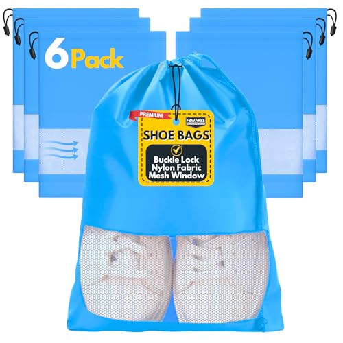 Image of F8WARES Premium Fabric Shoe Bag for Travel & Storage Travel Organizer for Women & Men Travel Accessories Shoes Bag for Travel - Shoe Bags Pouches Travel Shoe Cover for Travelling (Sky Blue, Pack 6)