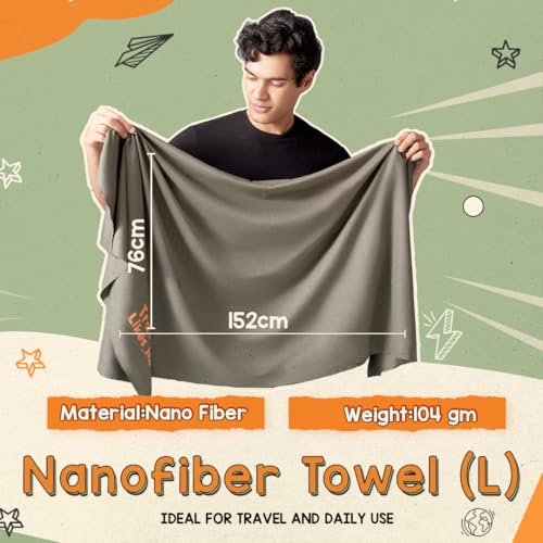 Image of TRAVEL LIKES ME Bath Towel - Quick Dry for Men & Women, Premium Light Weight, Super Absorbent, Soft Thin Smooth Bathing Cloth for Travel, Swiming and Beach, Naonofiber (Feldgrau Green, 76 * 152 cm)