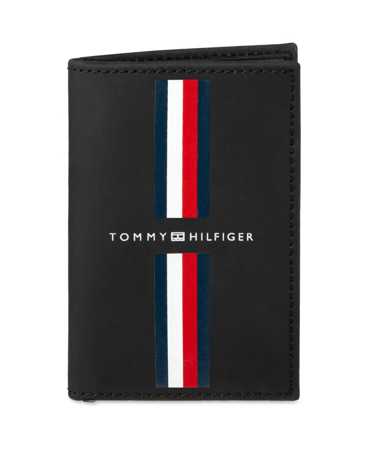 Tommy Hilfiger Mens Striped Leather Pop Up Card Holder Duofold Wallet