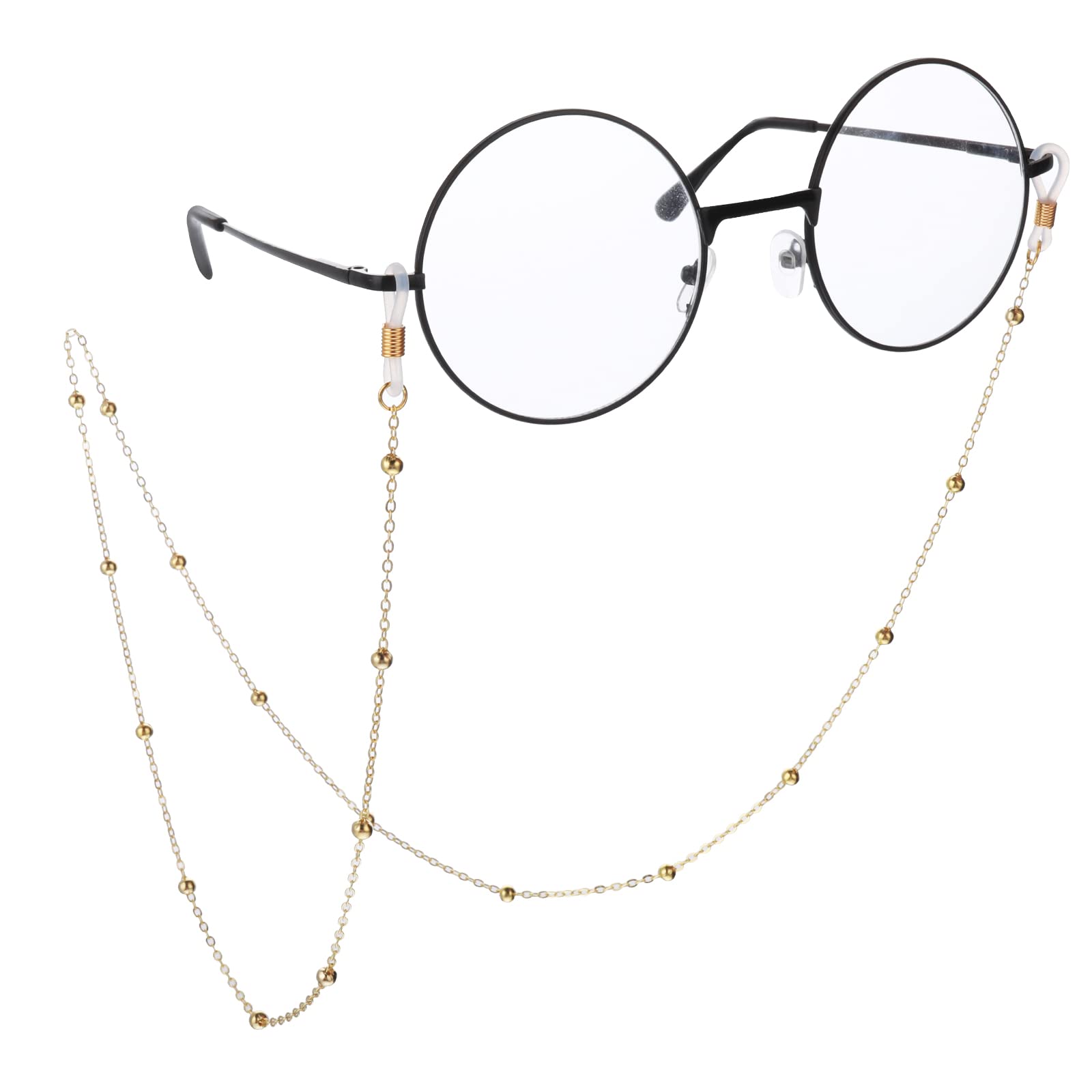 WLLHYF Cadenas para gafas de mujer Porta correa Gafas Cadena Gafas de vista de metal Gafas de sol Collar con gancho de cadena para niñas, dorado, 20