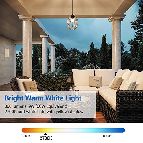 Dewenwils Dusk To Dawn Light Bulbs, A19 Led Sensor Light Bulbs, 60W Equivalent Led Bulbs, Automatic On/Off, Dawn To Dusk Light Bulbs Outdoor, 2700K Soft Warm White, 9W, 800 Lm, E26, Ul Listed, 4 Pack #TOP2