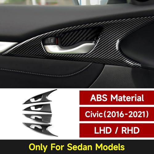 Image of Inner Door Bowl Decals for Honda Civic 2016 2017 2018 2019 2020 2021 10th Gen Accessories ABS Carbon Fiber Stickers, NOT for Hatchback