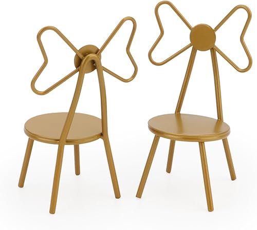 Miniatura 4 de Juego de 2 sillas en miniatura, muebles de casa de muñecas, sillas bistró (paquete de 2) con respaldo de mariposa, diseño de silla de metal en