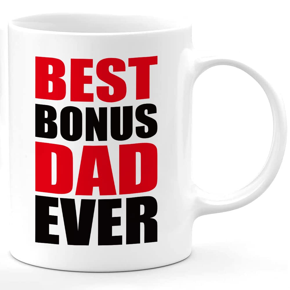 Photo 1 of 2PACK// LOZACHE Step Dad Mug, Best Dad Ever Stepfather Ceramic Coffee Mug for Stepdad Fathers Day Step Dad Father Day Gifts from Daughter Son Wife 11OZ