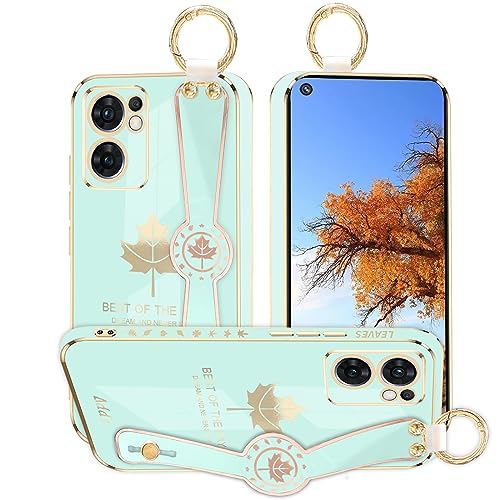 Coque Oppo Reno 7 5G en silicone vert antichoc avec anneau