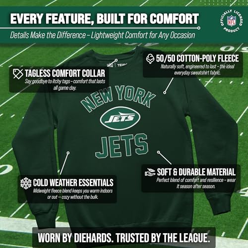 Sudadera NFL de mezcla de algodón premium con acabados duraderos en verde bosque Small 3