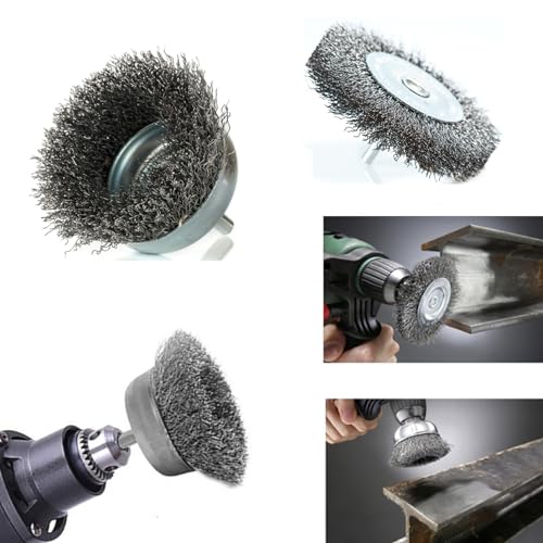 Rozzloom WIRE BRUSH 2'' - 3PCS-NO ANGLE 3Pcs Carbon Steel Wire Brush Set For Drill thumb #3