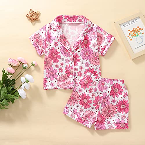 Toddler Girl Cute Long Sleeve Button Down Pajamas Set Lounge Set Sleepwear Nightwear2